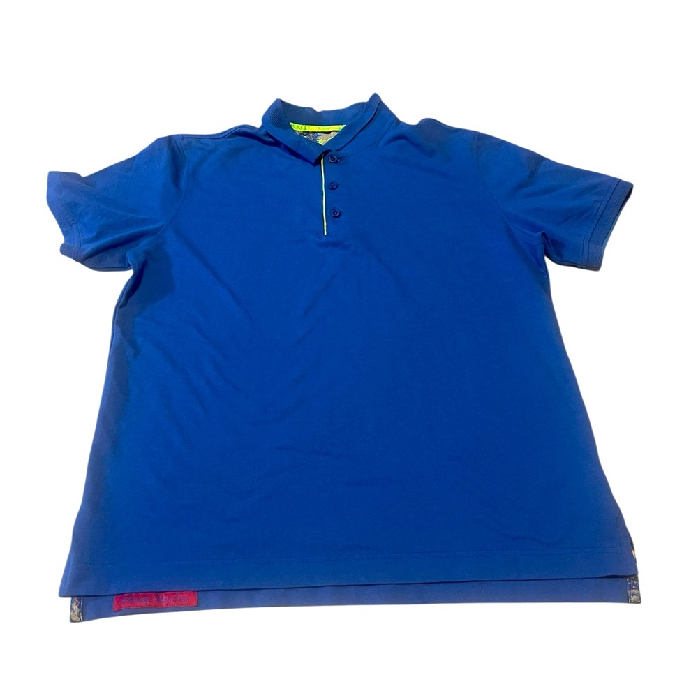 💙Robert Graham Classic Blue Polo Shirt with Neon Accents
